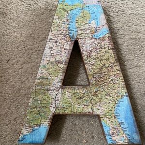Wooden “A” Map Decor